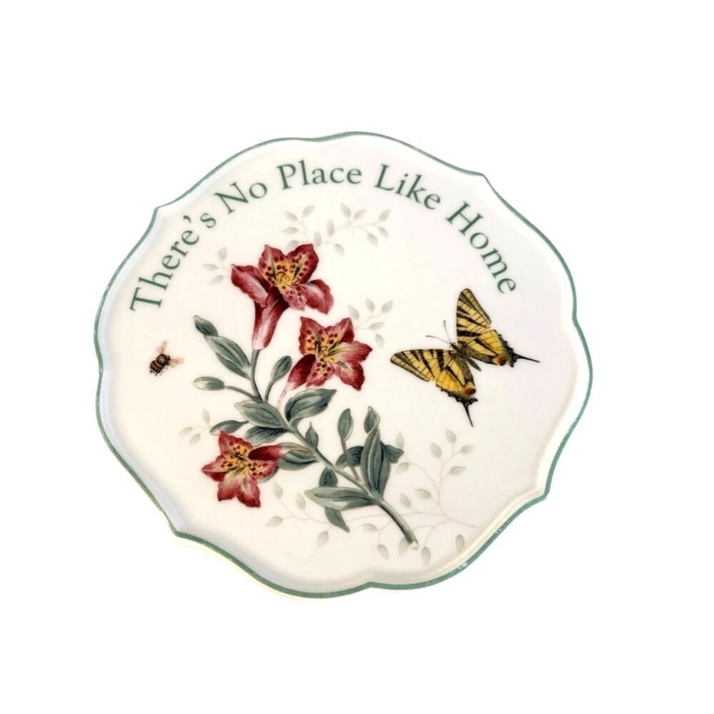 Lenox Butterfly Meadow trivet "There's No Place Like Home" Porcelain Ceramic